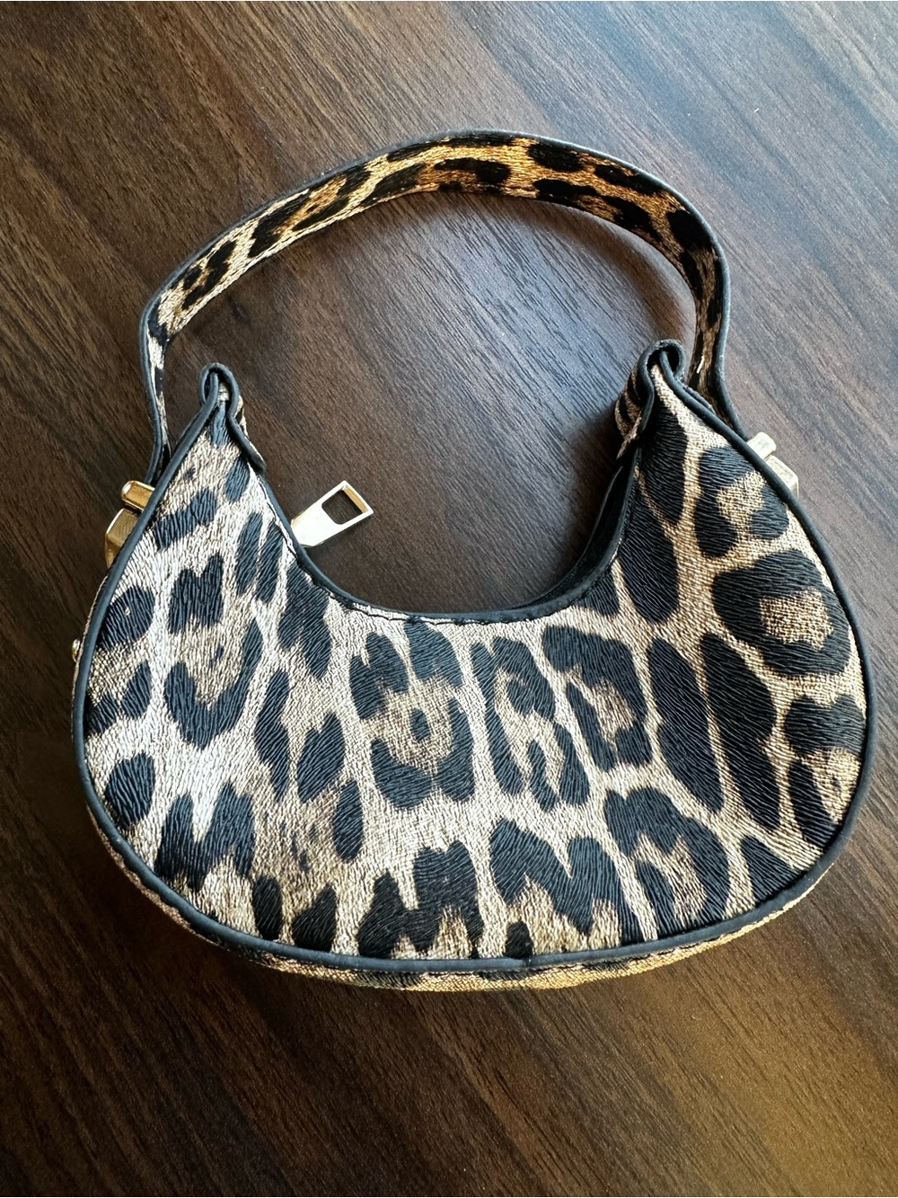 Leopard Print Micro Mini Hobo Bag Gold Hardware Bag Charm Y2K - Picture 10 of 17